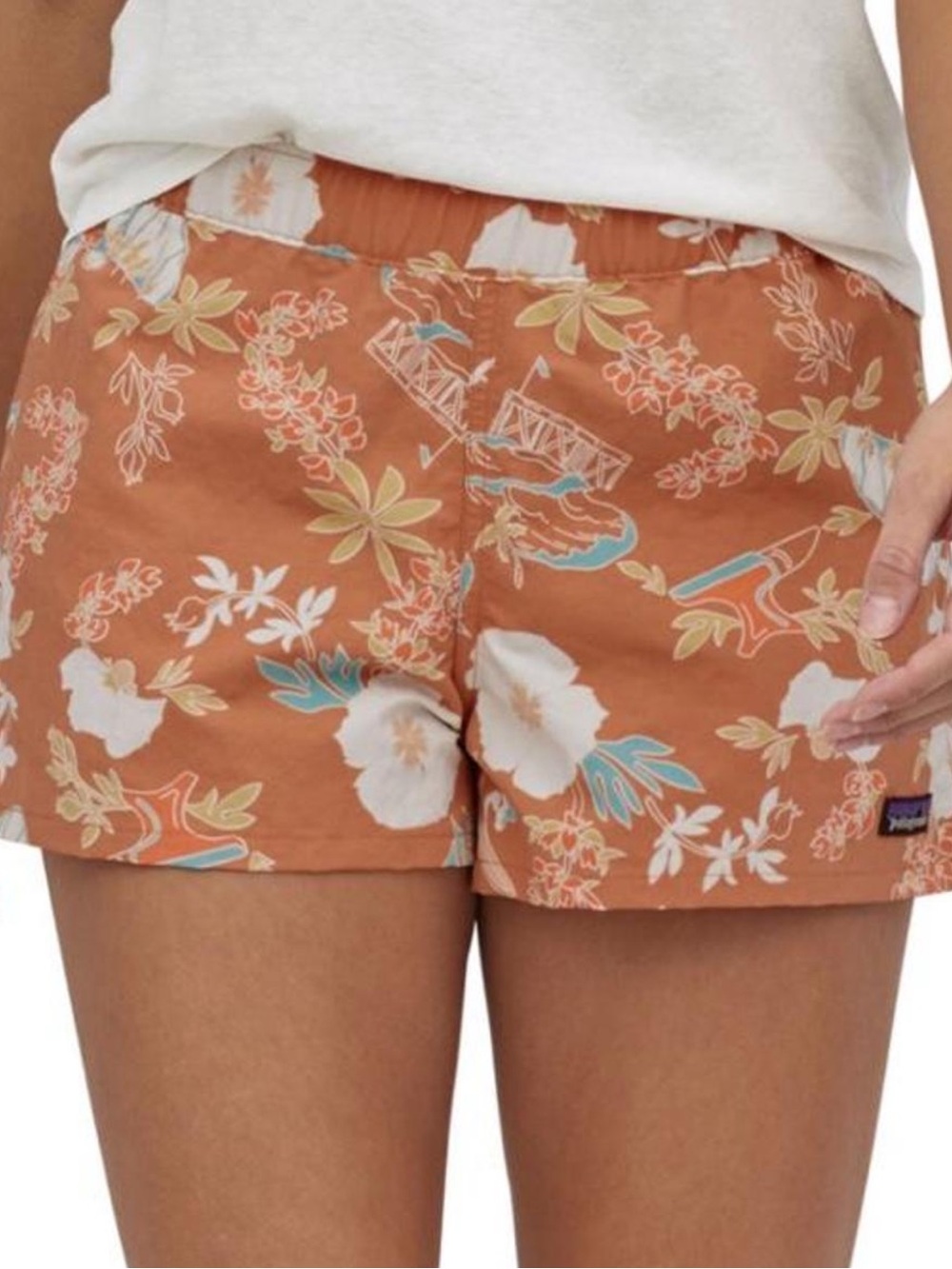 Patagonia Women's Rust Floral Elastic-Waist Shorts